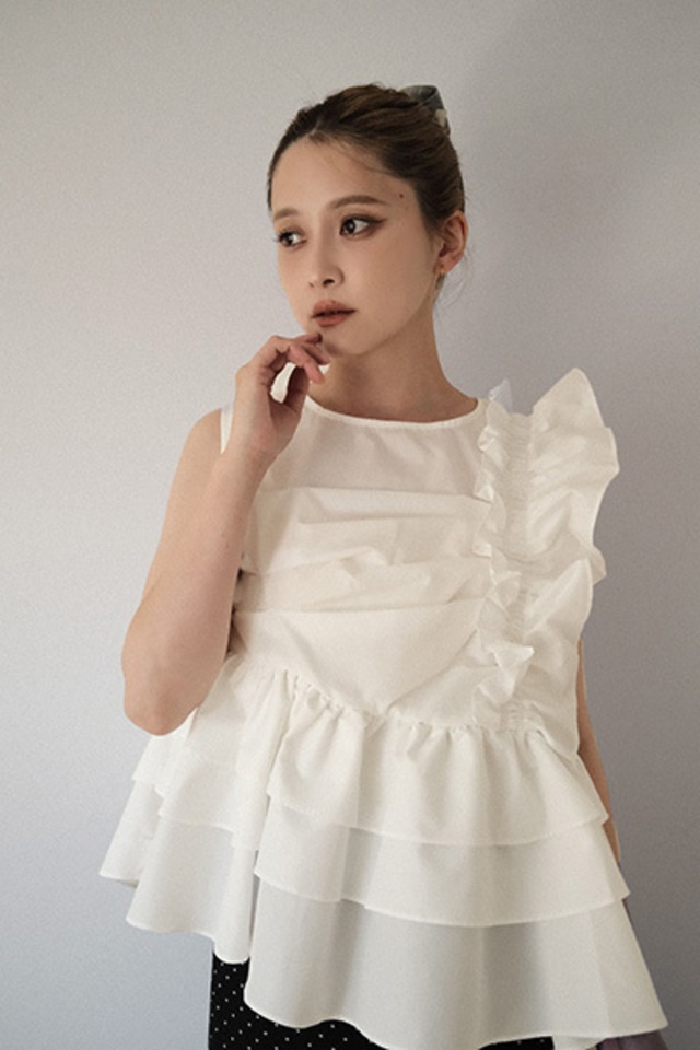 Frill Tiered Blouse/フリルティアードブラウス/White