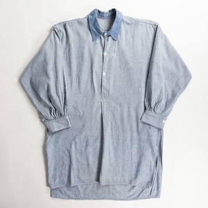 1940s "French Vintage" Blue Dot Grandpa Work Shirt