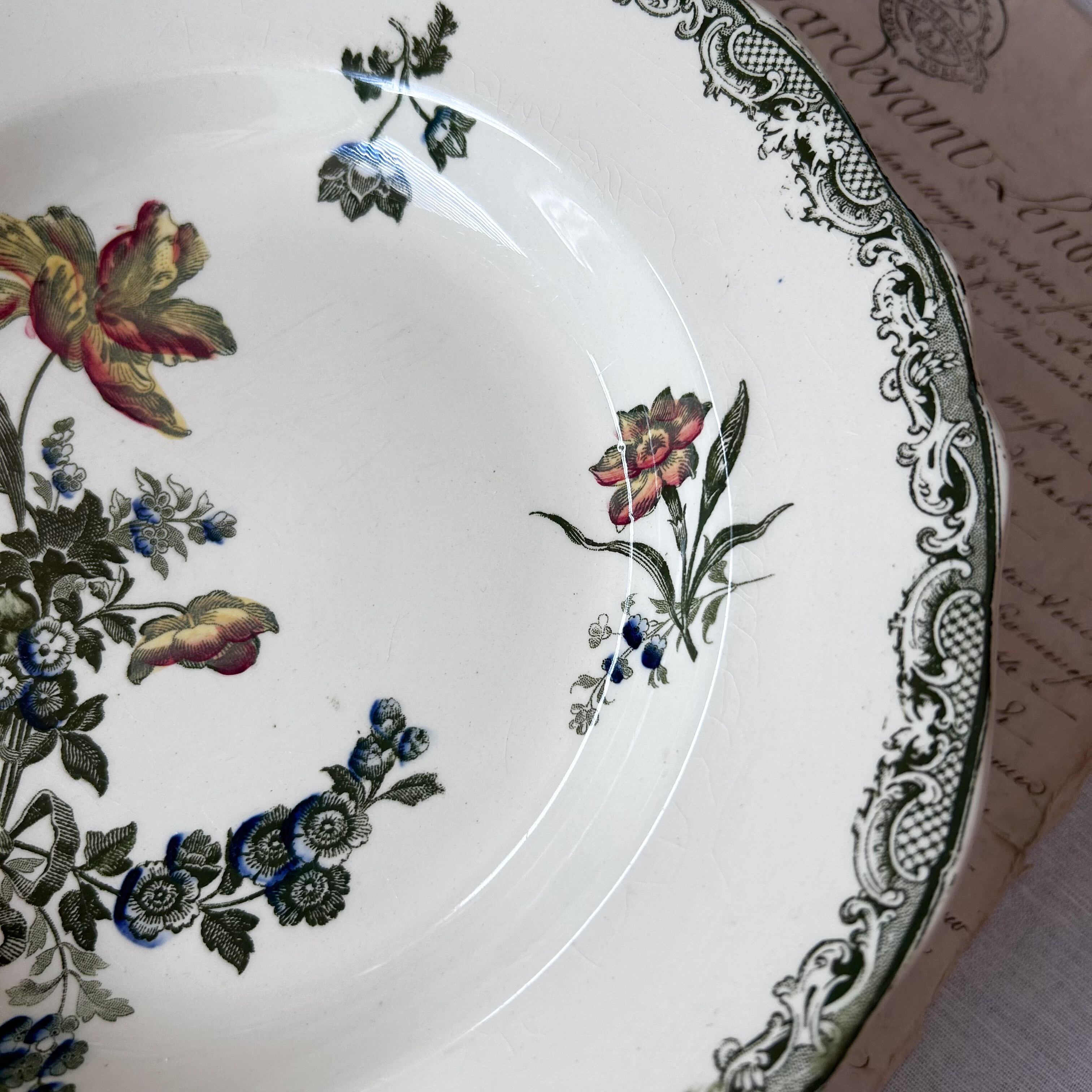 ⚫︎フランスアンティーク⚫︎ 大皿サルグミンヌ U&C Sarreguemines フランスアンティーク】 SARREGUEMINES （サルグミンヌ） Fontanges 深