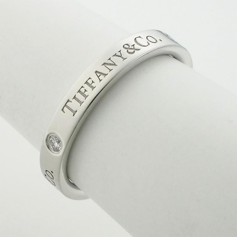 ティファニー TIFFANY&Co. 3Pダイヤ フラットバンド リング 14号 Pt950