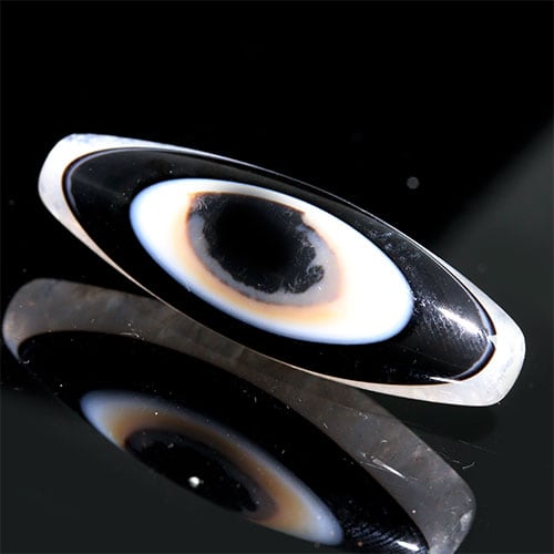I134〕【白瑪瑙】金線 宝瓶天珠(sv925)天珠 守り 開運 約30x13mm