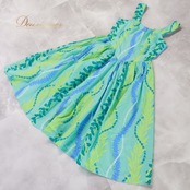 フラダンス 衣装 ワンピース ドレス ブルー系 ハワイアンプリント アロハ フラ ダンス 植物柄 練習 レッスン かわいい さわやか おしゃれ 上品 キャミソールドレス ふんわり グリーン系 パープル系 水色 緑 黄緑 紫 フリル フレア スカート カジュアル 女性用 パーティー コーディネート シンプル デザイン