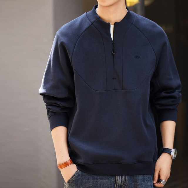 Stand collar half zip retro sweat
