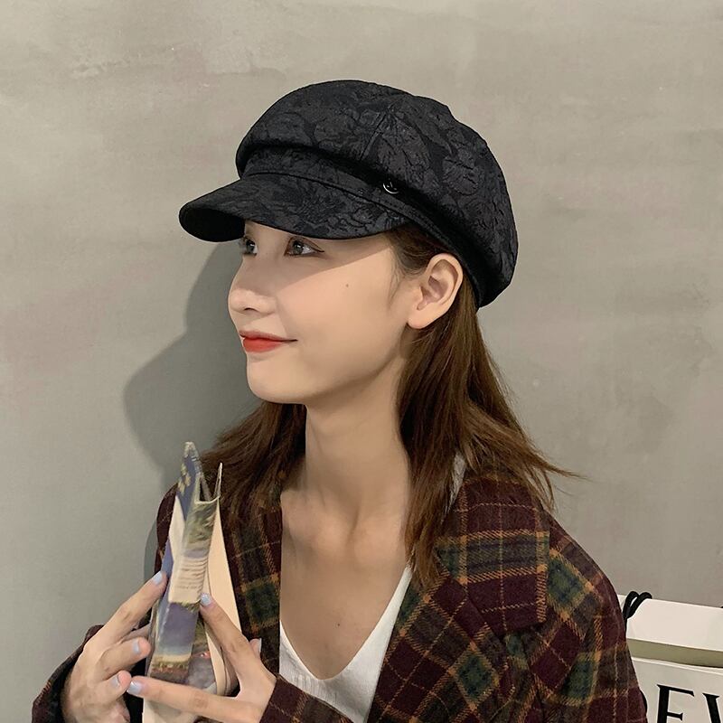 サマー薄手スタンダードブラック レトロ 帽子 夏物 ベレット ヘアアクセサリー ブラック・アイド・ピーズ75639070063