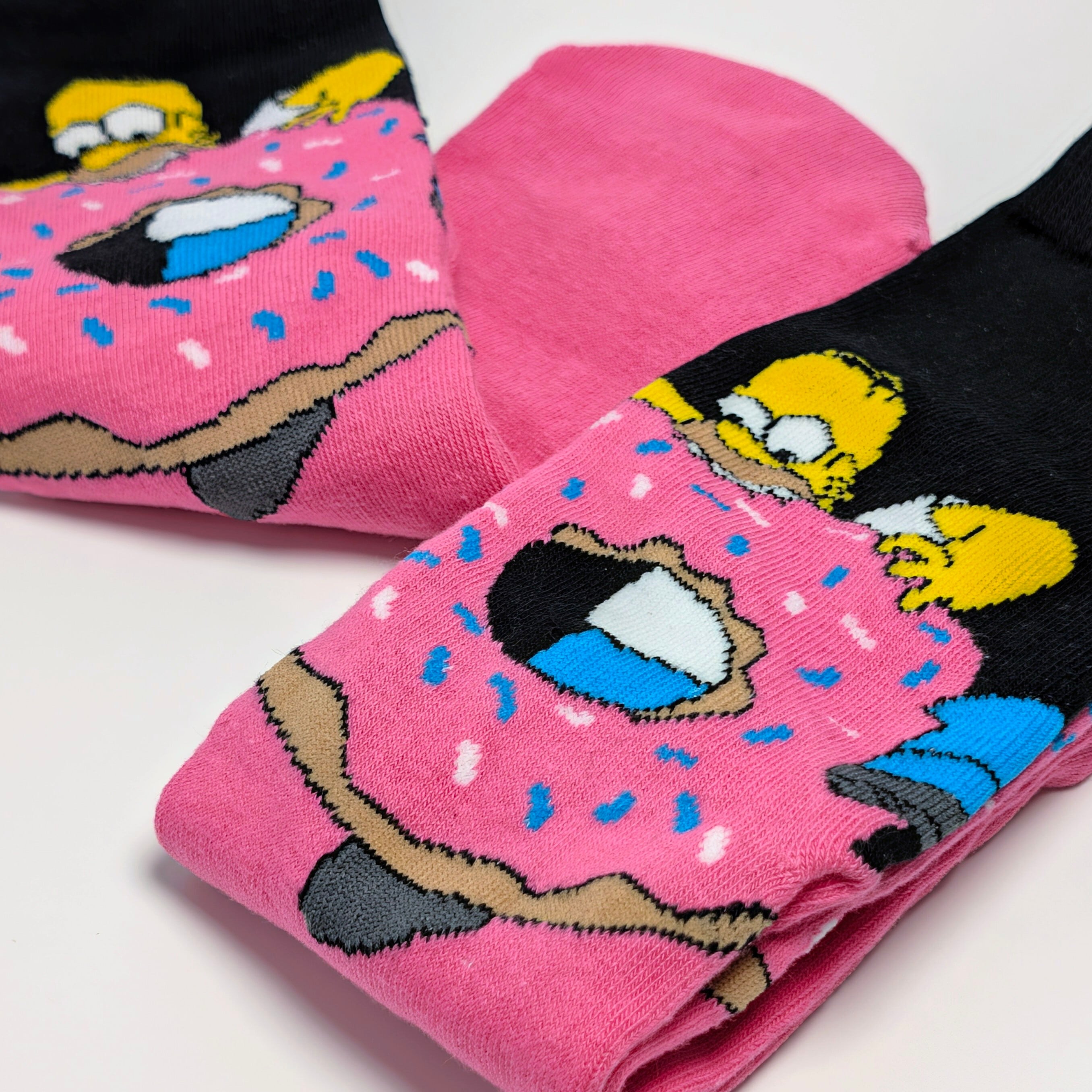 【 crew socks / クルーソックス 】『 The Simpsons / シンプソンズ / ホーマードーナツかぶりつき 』 靴下 / ソックス〚アメリカン雑貨 アメトイ〛
