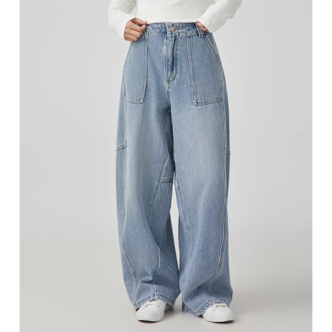 blue retro chic thin high waisted jeans