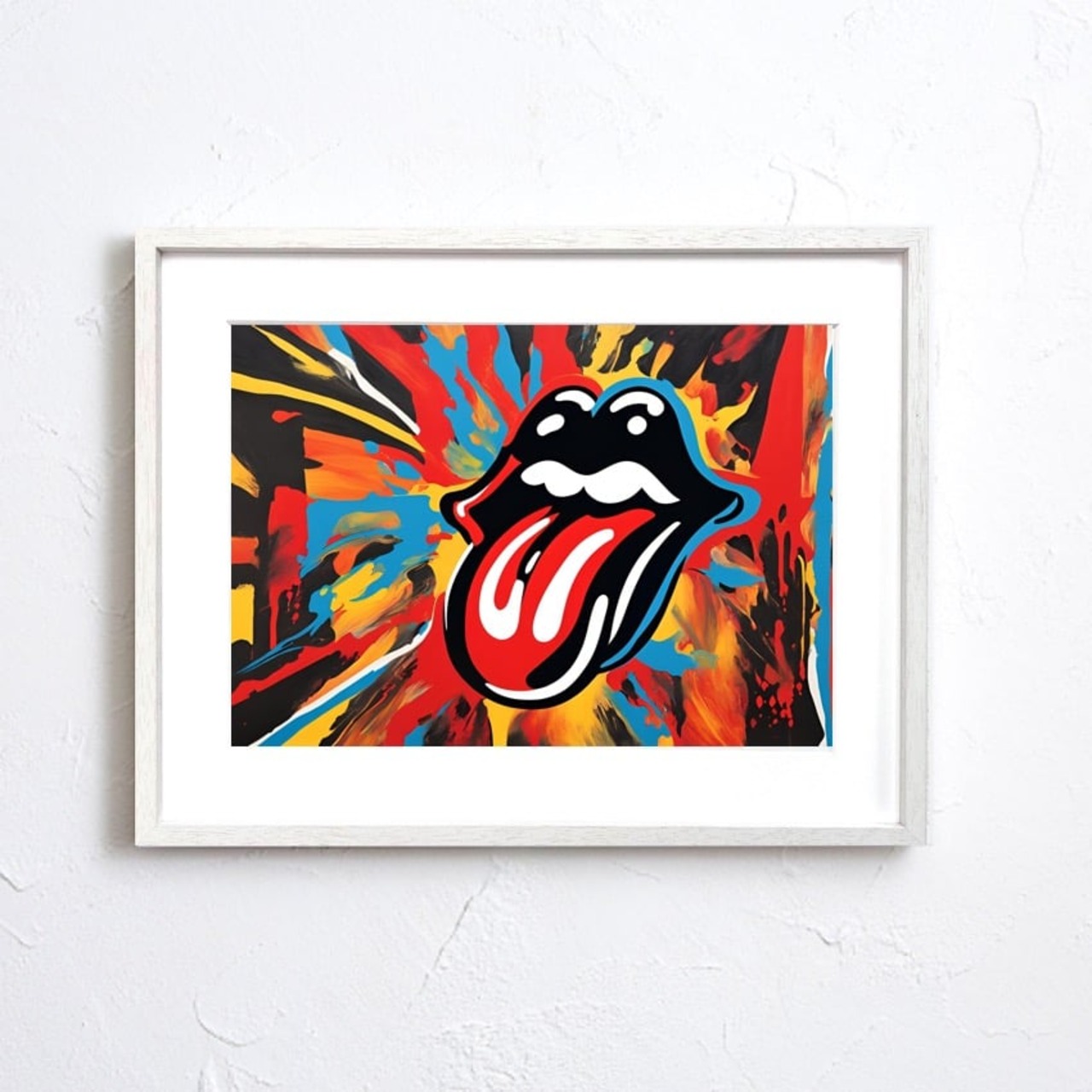 ROLLING STONES｜ロックを象徴するベロマークを大胆に描くアブストラクトアートポスター｜音楽好きの部屋を彩る1枚A4ポスター