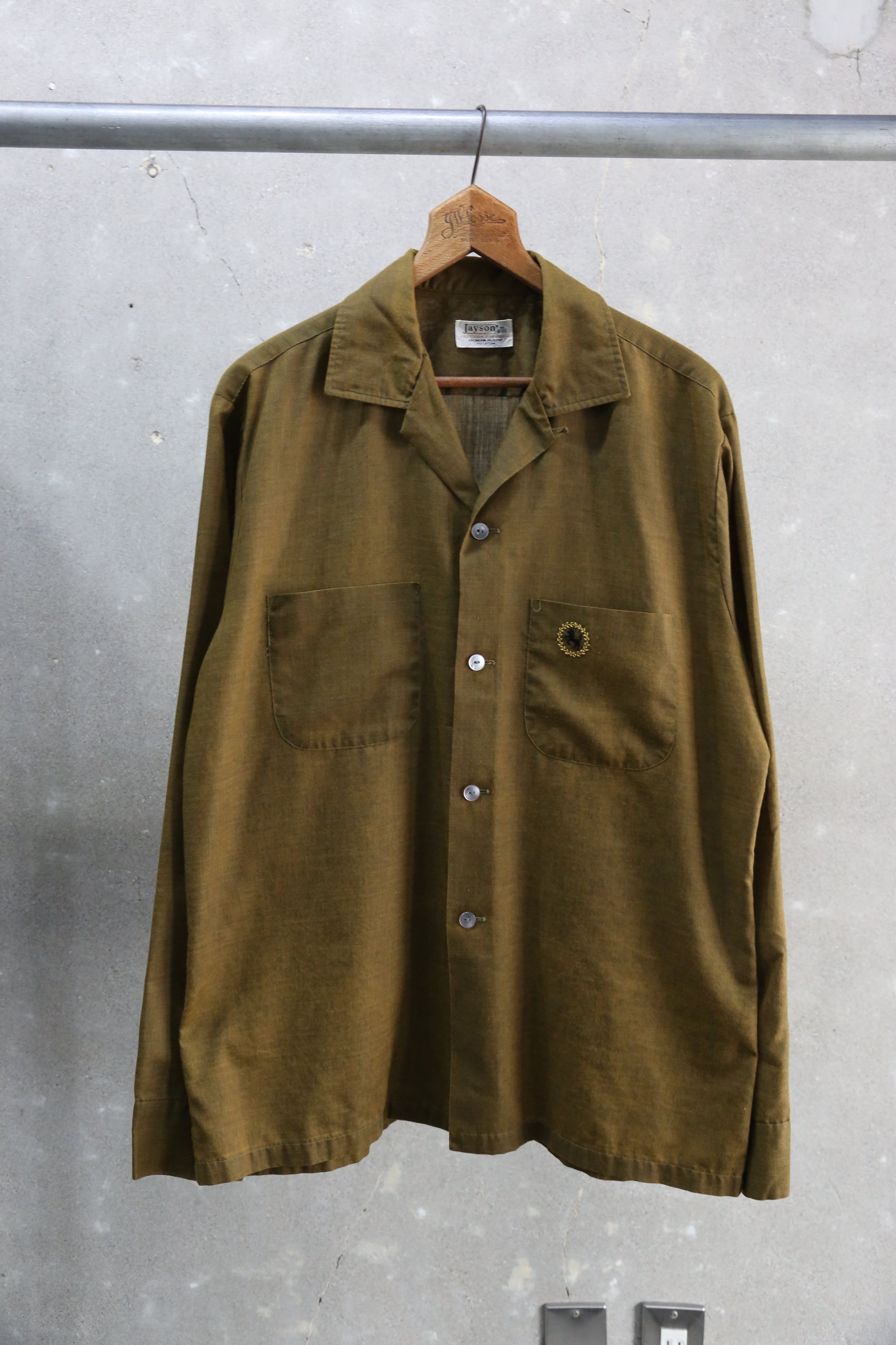60s【Cranbrook】L/S Rayon Open Collar Shirt | the Holic vintage