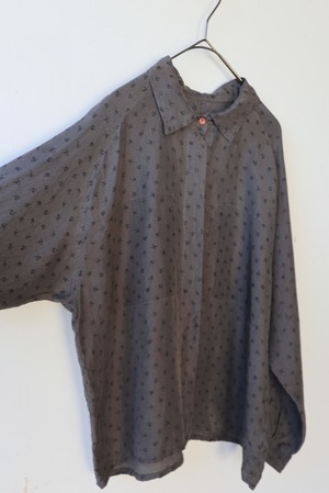 80s-90s flower pattern raglan sleeve silk shirt