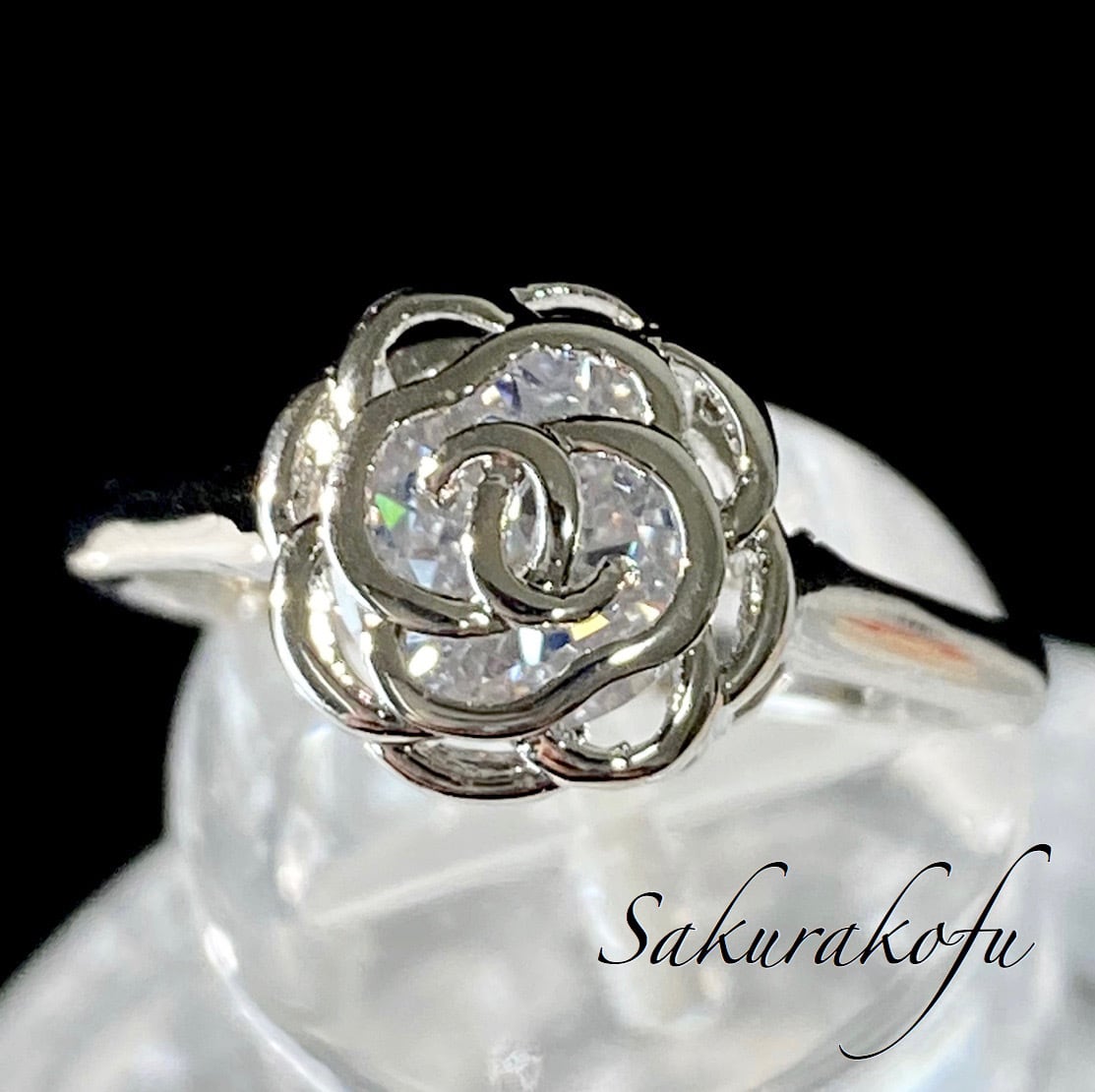 D035 ローズリング シルバー925 キュービックジルコニア レディース 指輪