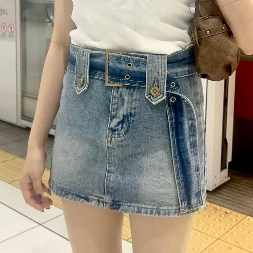 再入荷/ Y2Kワイドベルトデニムスカート | ziaofficial 