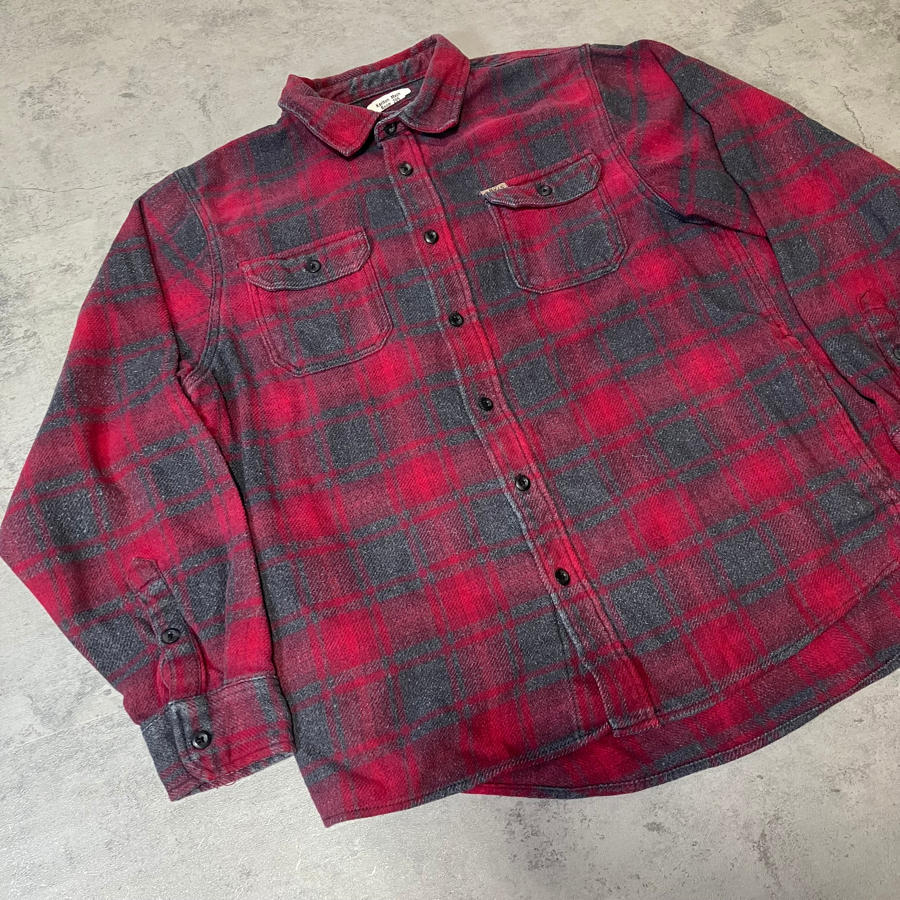 00s ORVIS ヘビーネルシャツ 赤×グレー ネル フランネルシャツ ワーク