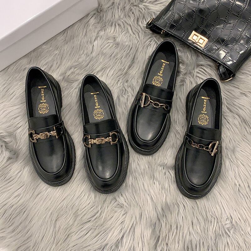 スタイルレザーレディーススプリングスタンダード 靴 シューズ レトロ ローファー 春物 部族の婦人靴95318598456