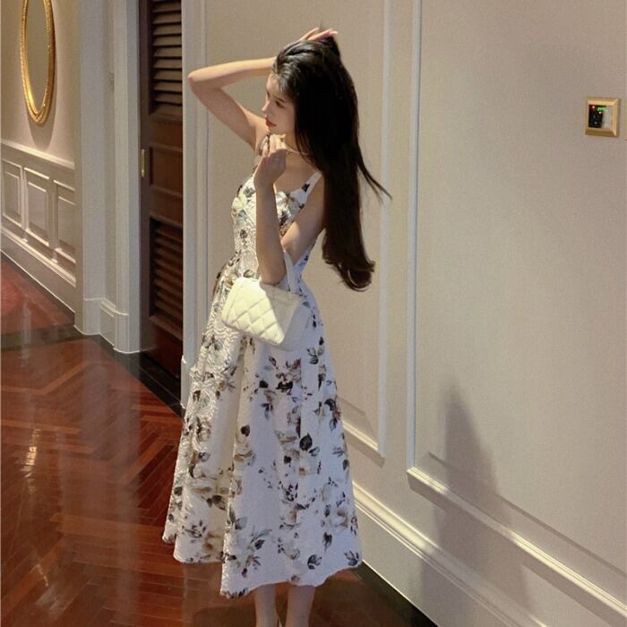 スタンダードスタイルフローラルスカート サマードレス プリント レトロ レース 夏物 花柄 ドラファッションホール8342050212