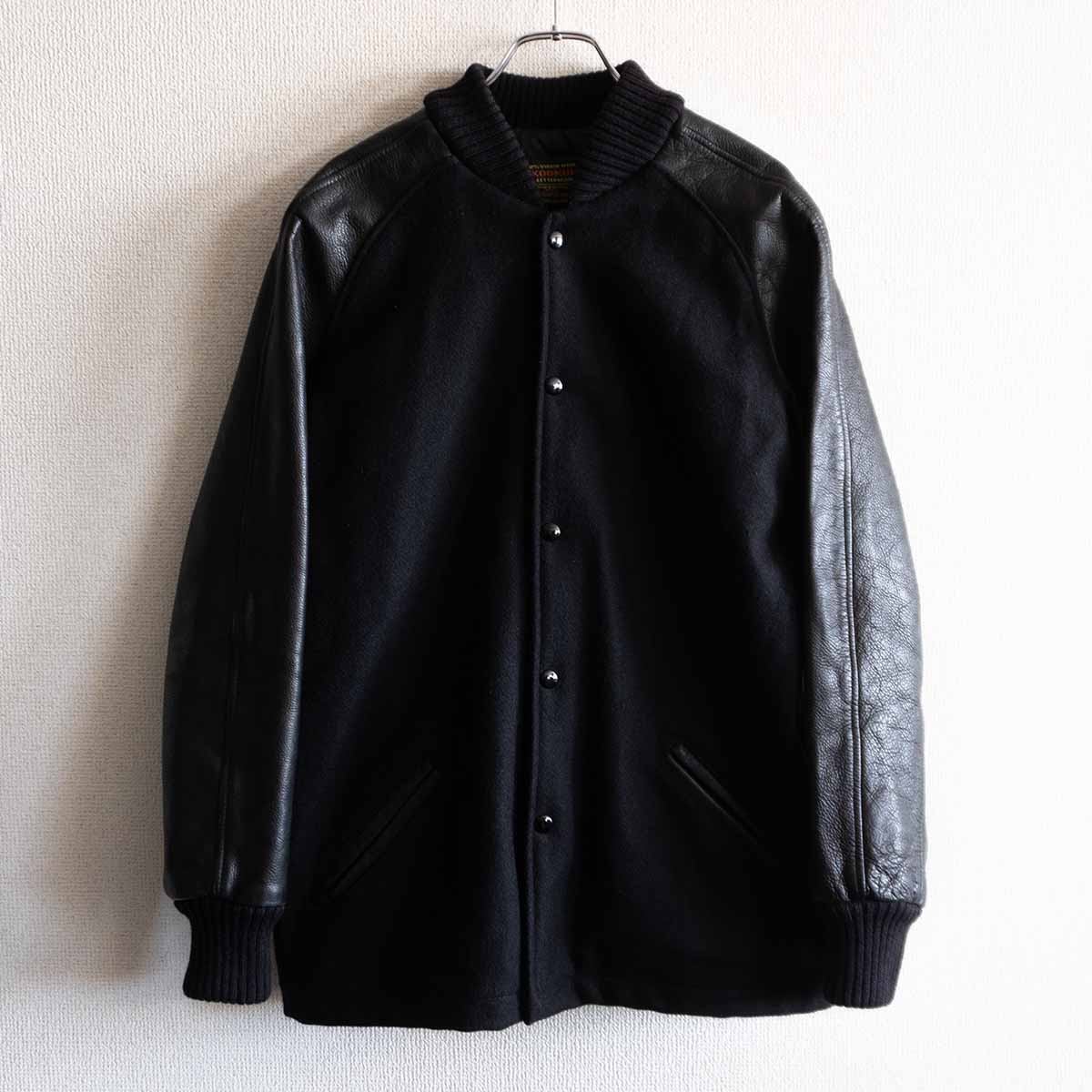 90s〜 SKOOKUM レザー メルトン スタジャン ネイビー×ブラック SKOOKUM
