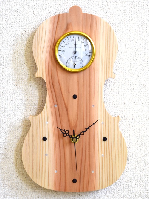 【通常秒針版】掛時計『ヴァイオリン クリア』【温湿度計】
