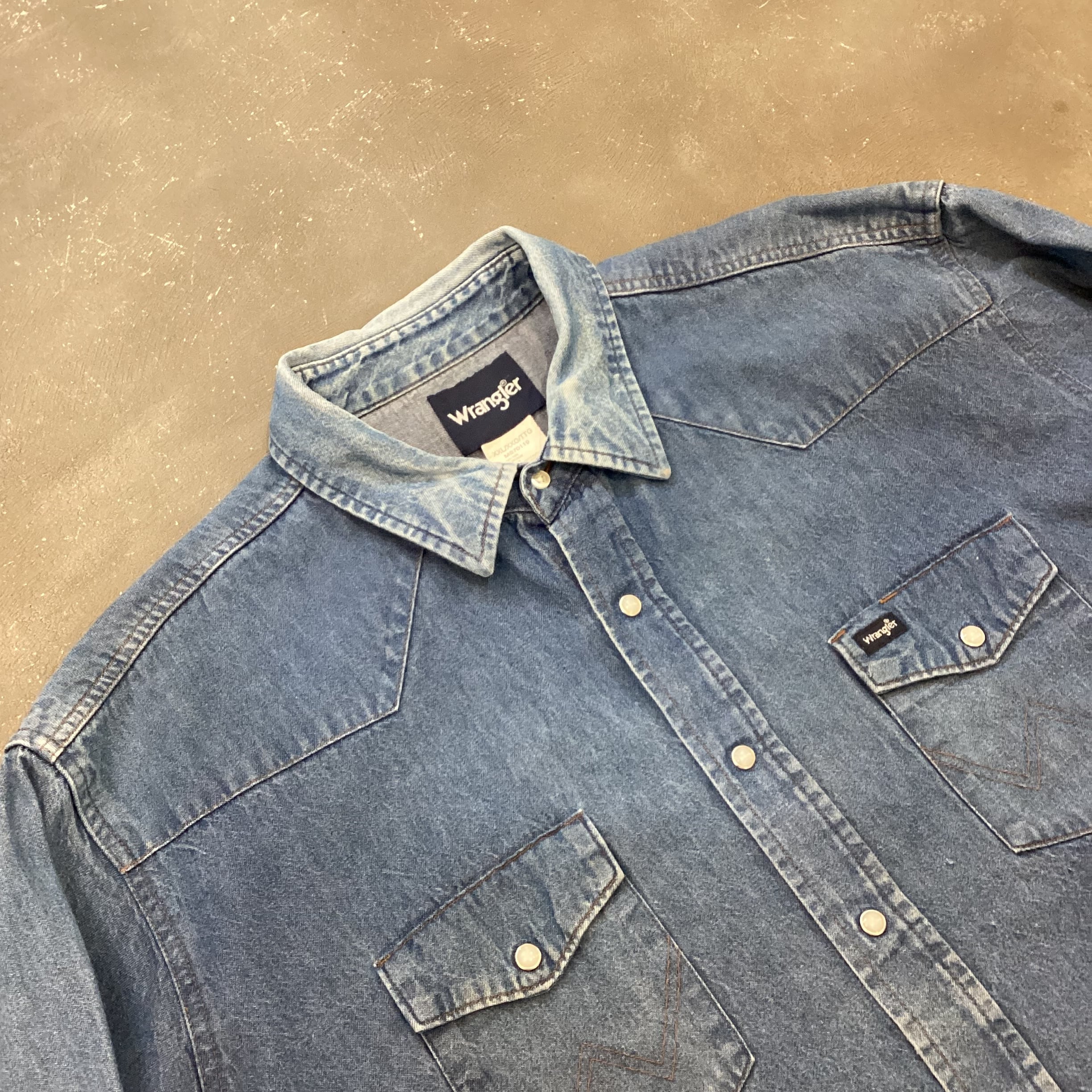 Wrangler 90-00s デニム ウェスタン シャツ XXL 鬼蜂の巣