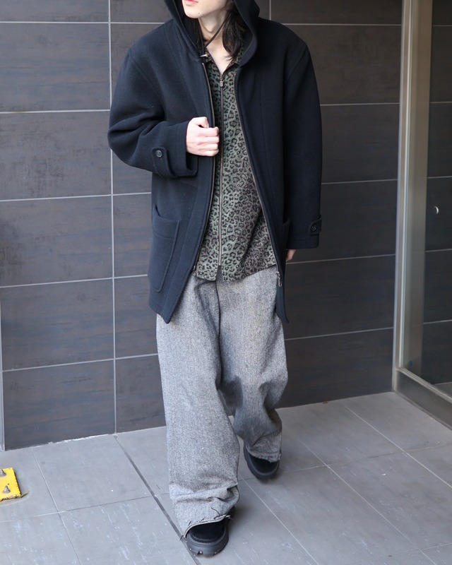 Zip-up hoodie mid-length coat