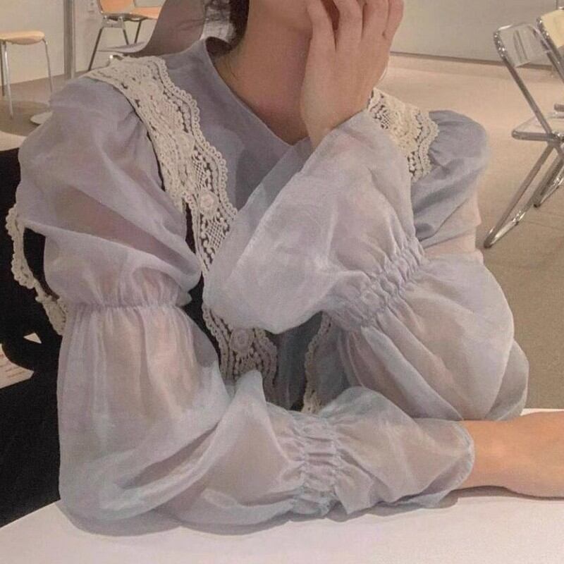 Shirring sleeve shirt RW0481