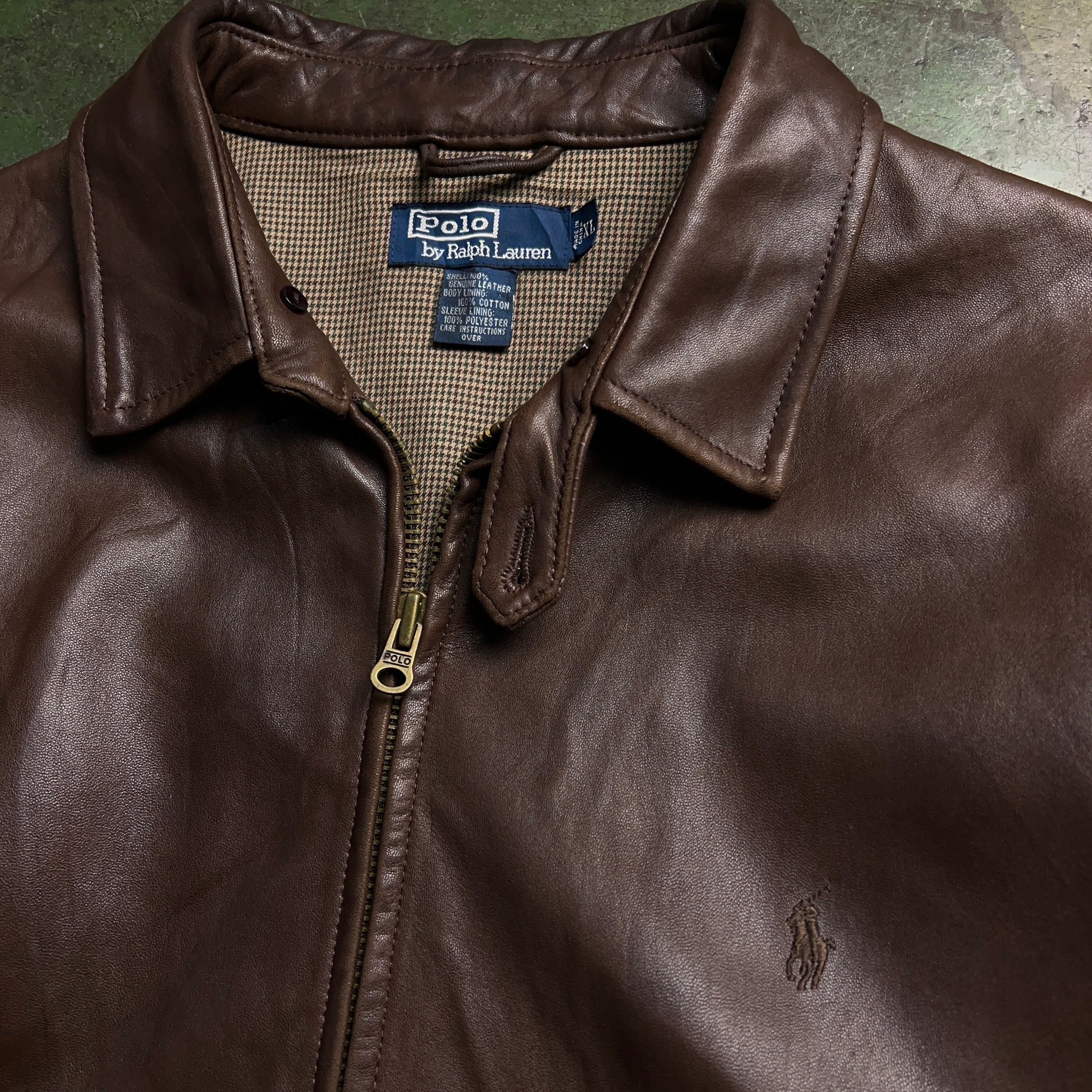 90's Polo by Ralph Lauren Leather Swingtop Jacket SIZE XL 90年代 ポロラルフローレン 本革  レザージャケット スウィングトップ ブルゾン【1000A1001】【送料無料】