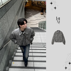 Vintage Velvet Leather Jacket (Grey)