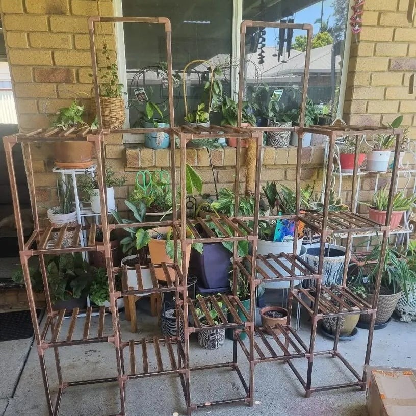 棚 プランターラック レトロ ヴィンテージ調 竹 5列 植物 花棚