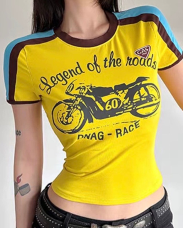 Motor Print Contrast Tee［A0420］