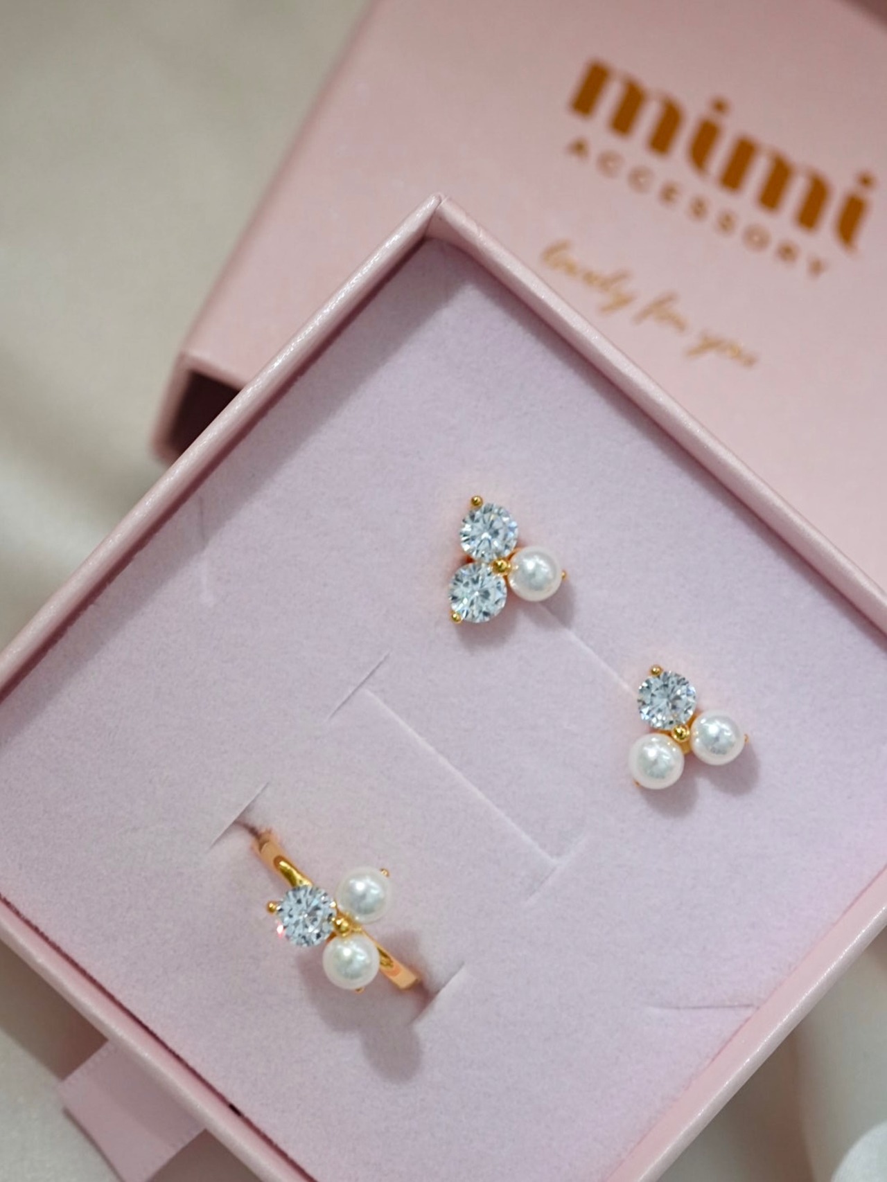 【セット】pearl clover ring & pierce