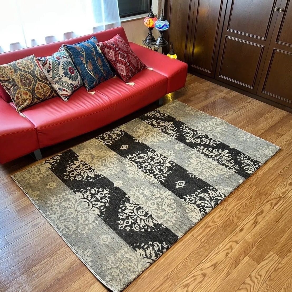 ギャッベ 玄関マット ペルシャ 本物 手織りロリバフ サイズ 90×123