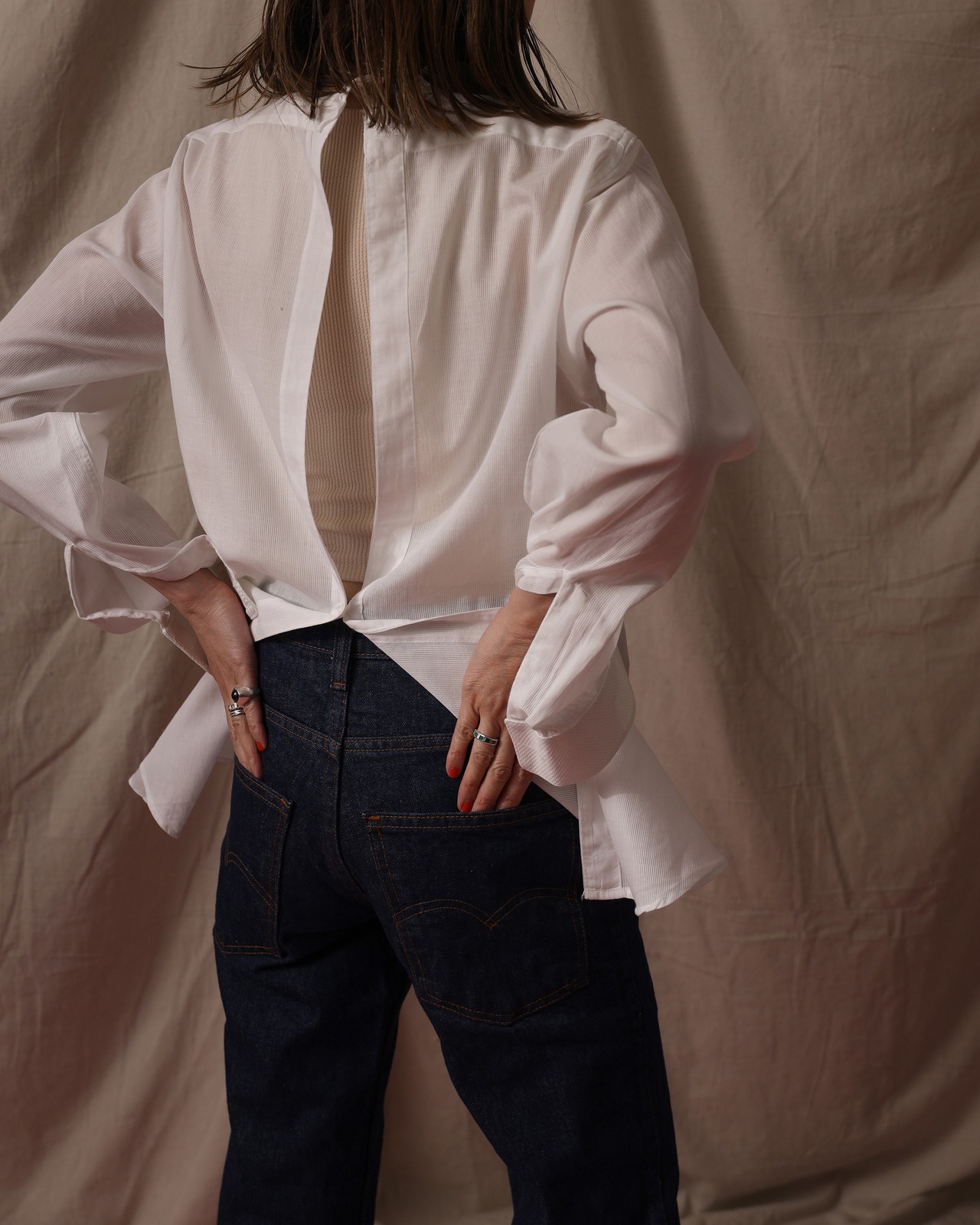 1940's Arrow / Open Back Shirt / Size S - White