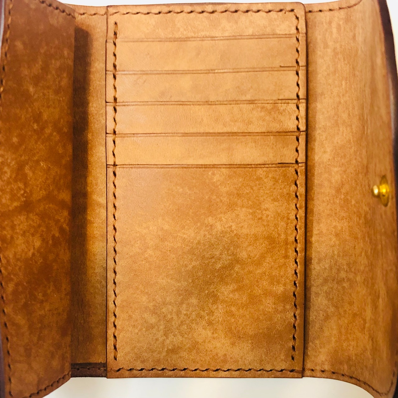 【MIDDLE WALLET】三つ折り財布　ウィスキーブラウン