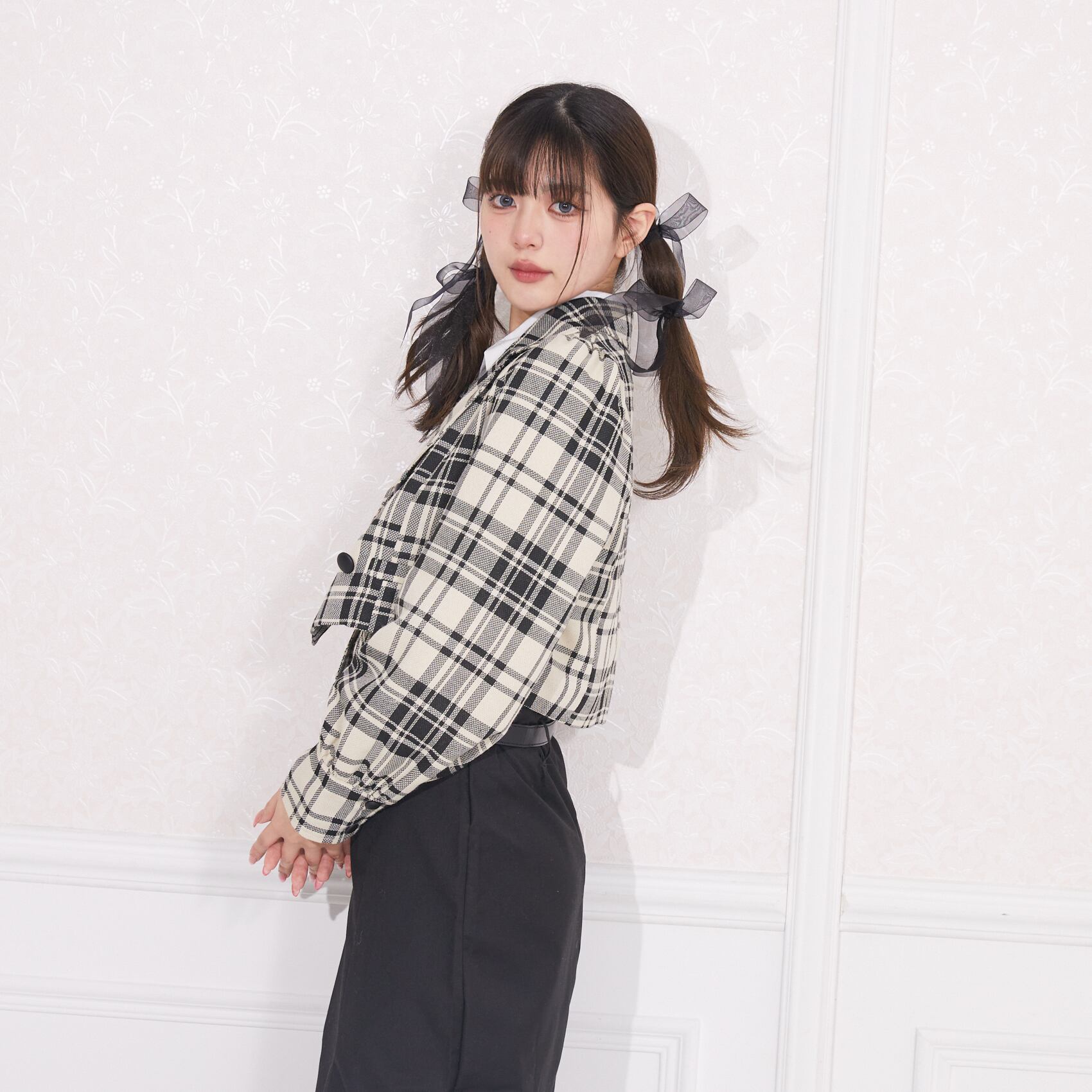 meltie miel check jacket&necktie