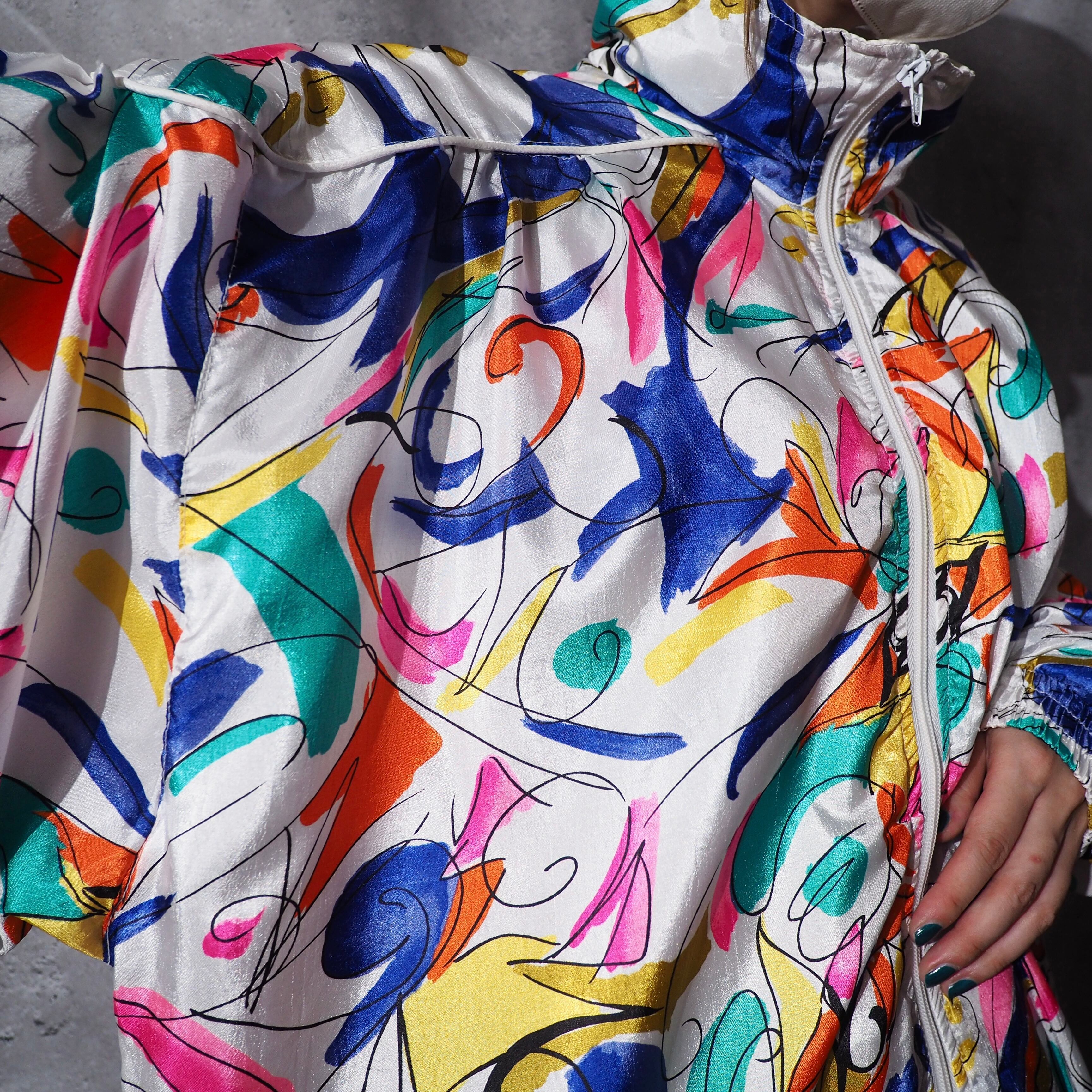 1990s Rainbow contemporary art line pattern design vintage l blouson