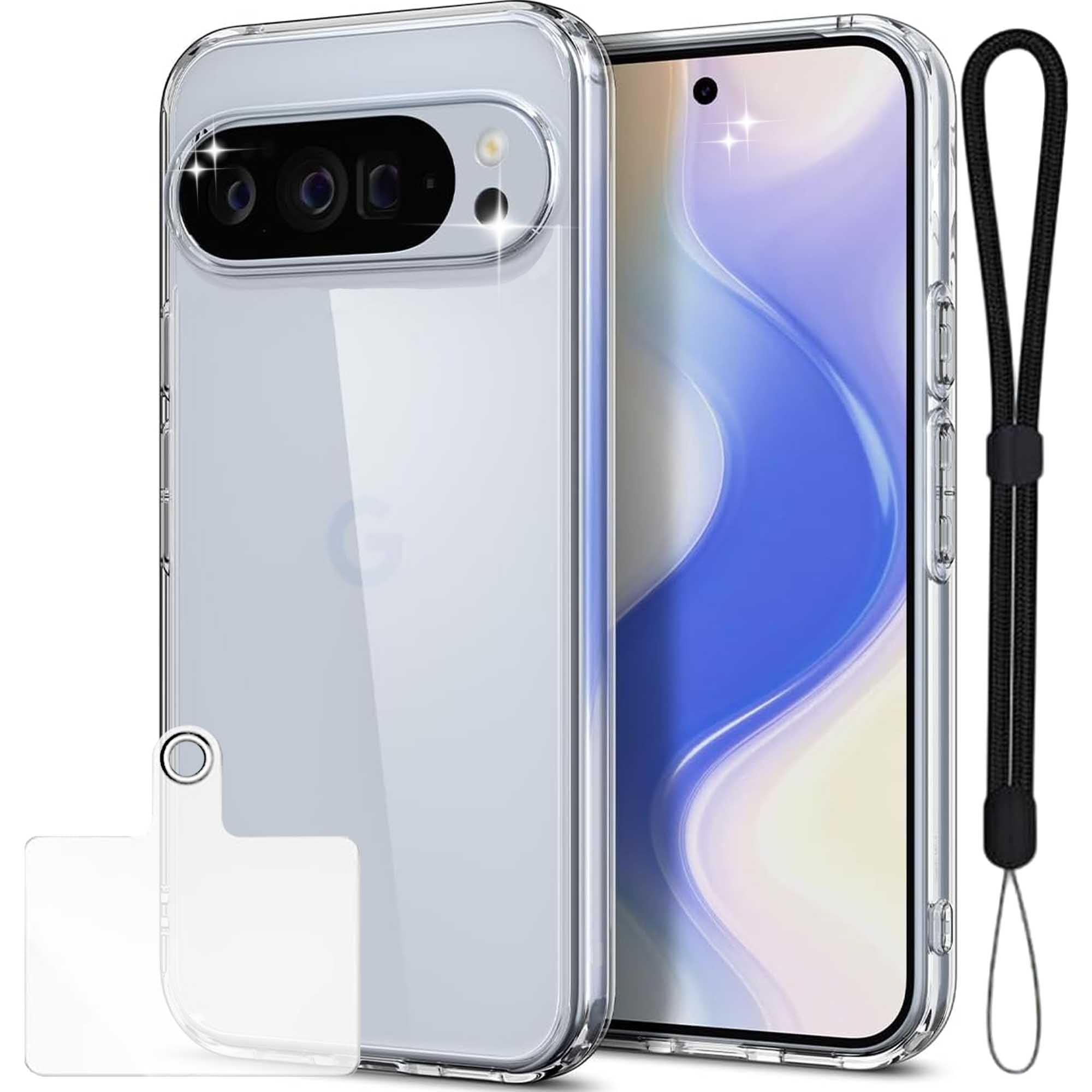 【kawaylJP】For Google Pixel 10/Pixel 10 Pro用の ケース +透明貼付及び短紐 クリア 耐衝撃 耐久性 黄変防止 指紋防止 薄型軽量 柔らかい手触り グーグルピクセル10/10pro ソフト クリア 全面カバー (透明)