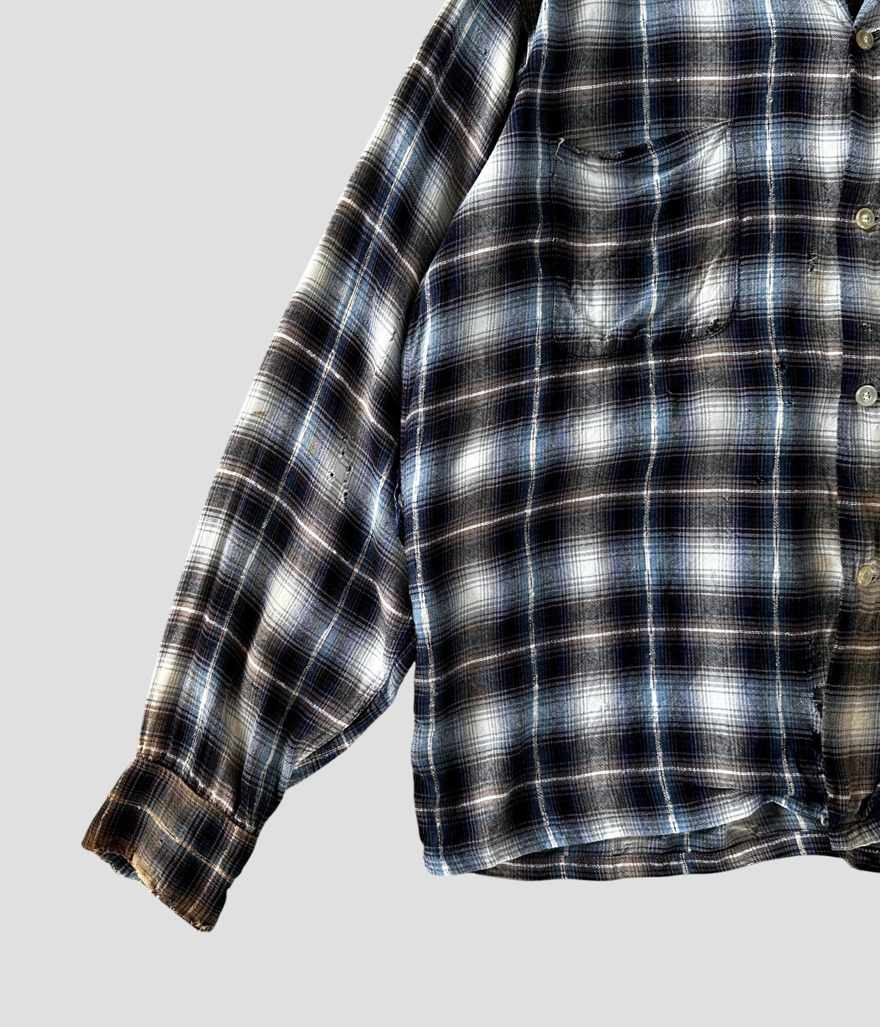 トップス towncraft vintage ombre rayon shirts L TOWNCRAFT / 60S OMBRE PLAID RAYON SHIRTS MADE IN JAPAN