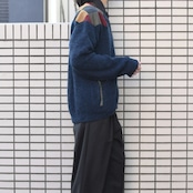 leather switching design knit blouson