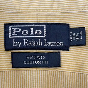 【POLO RALPH LAUREN】ストライプ 柄 長袖シャツ ライトイエロー ポロ ラルフローレ アメリカ古着