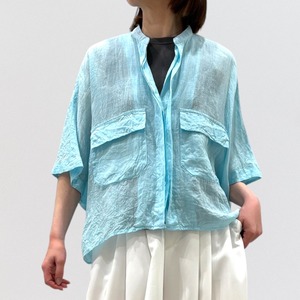 PASSIONE ramie open collar wide shirt