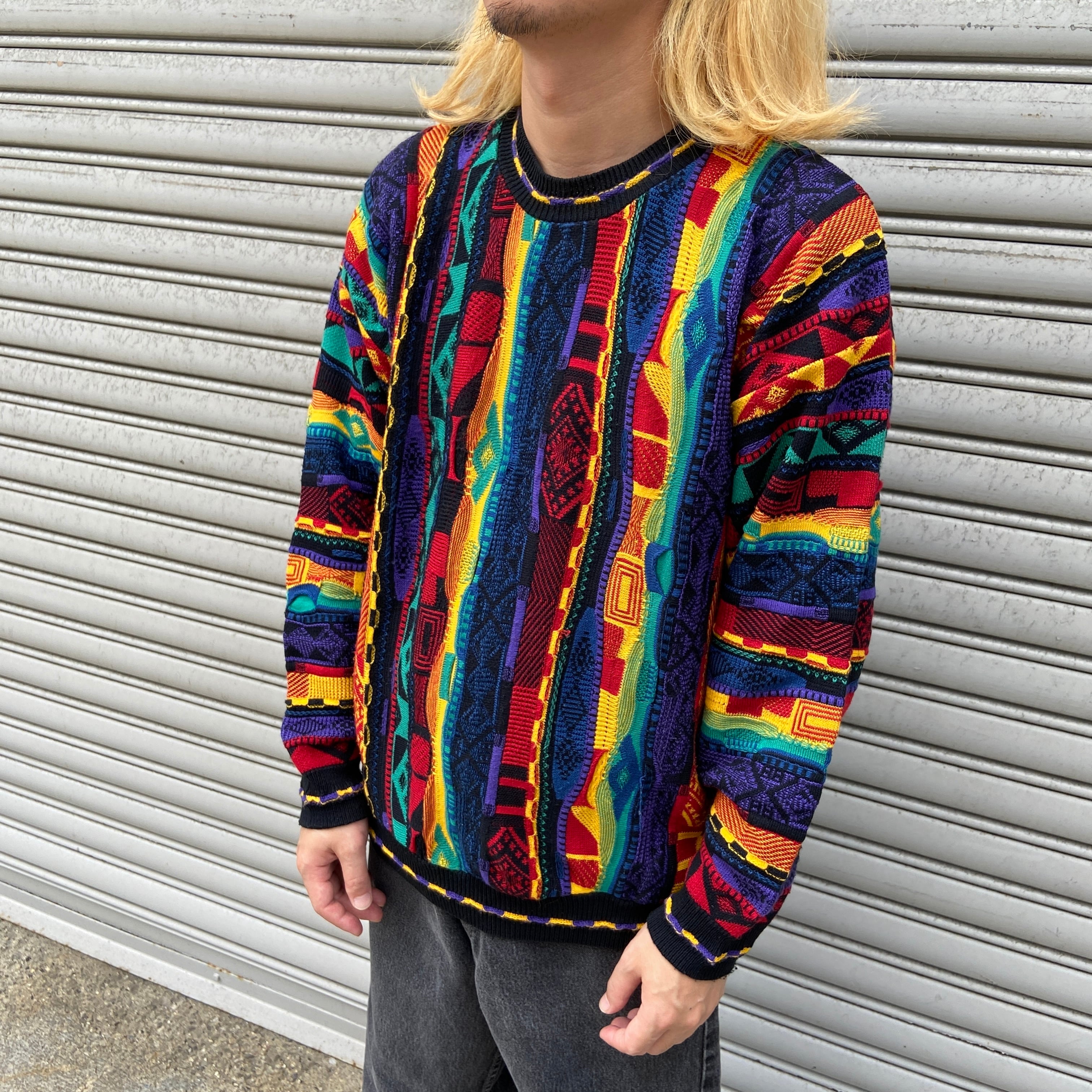 古着 Protege マルチカラー3Dニットセーター M オンライン