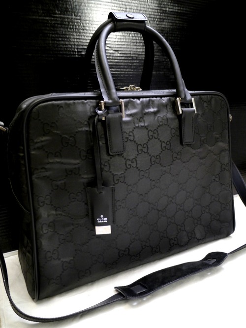◆GUCCI グッチ GG柄 A4対応 ビジネス可 ナイロンxレザー 2way ビジネス バッグ ブリーフケース黒◆ ビジネスシーンでも大活躍の秀逸モデル