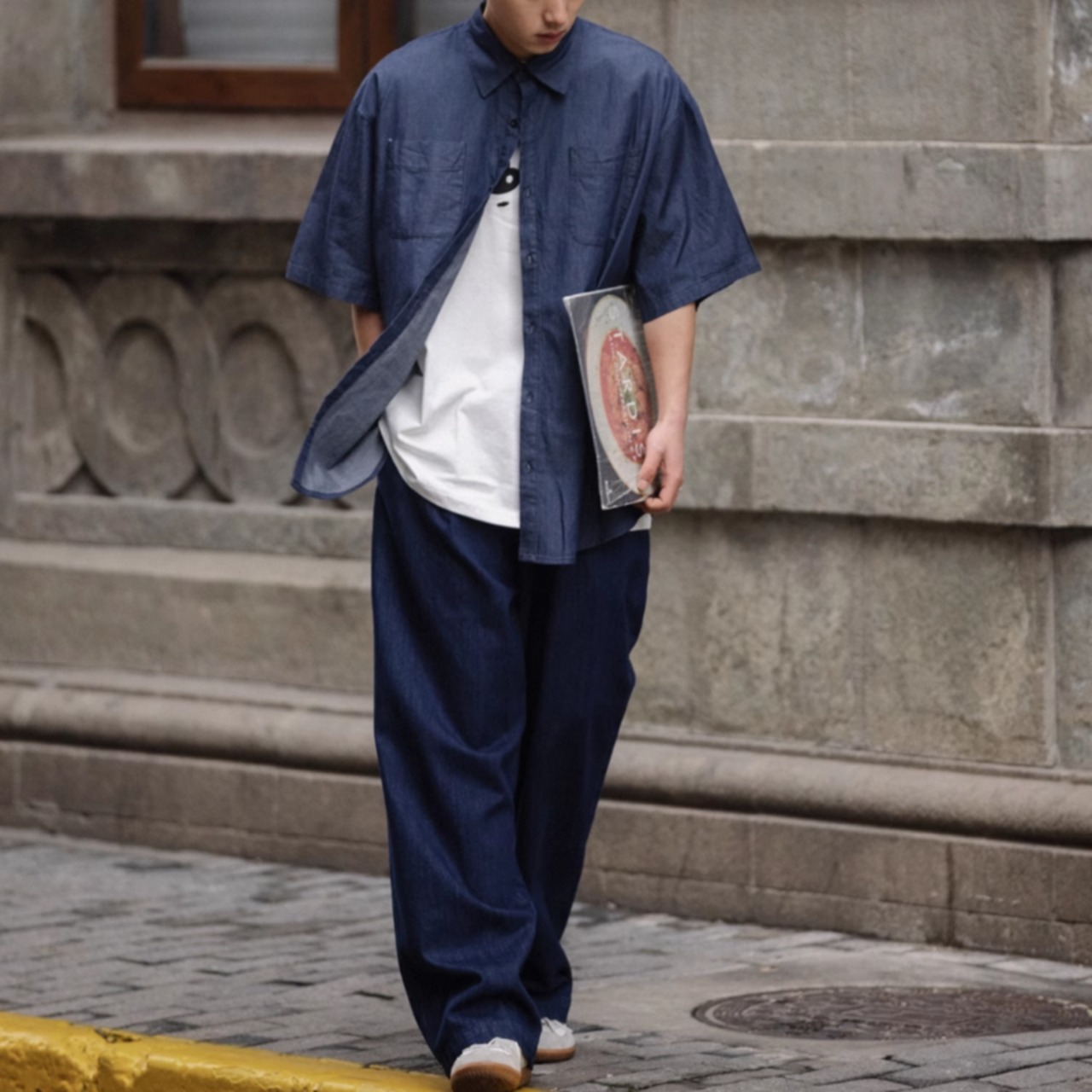 薄手ウエストドローストリングデニム　0706