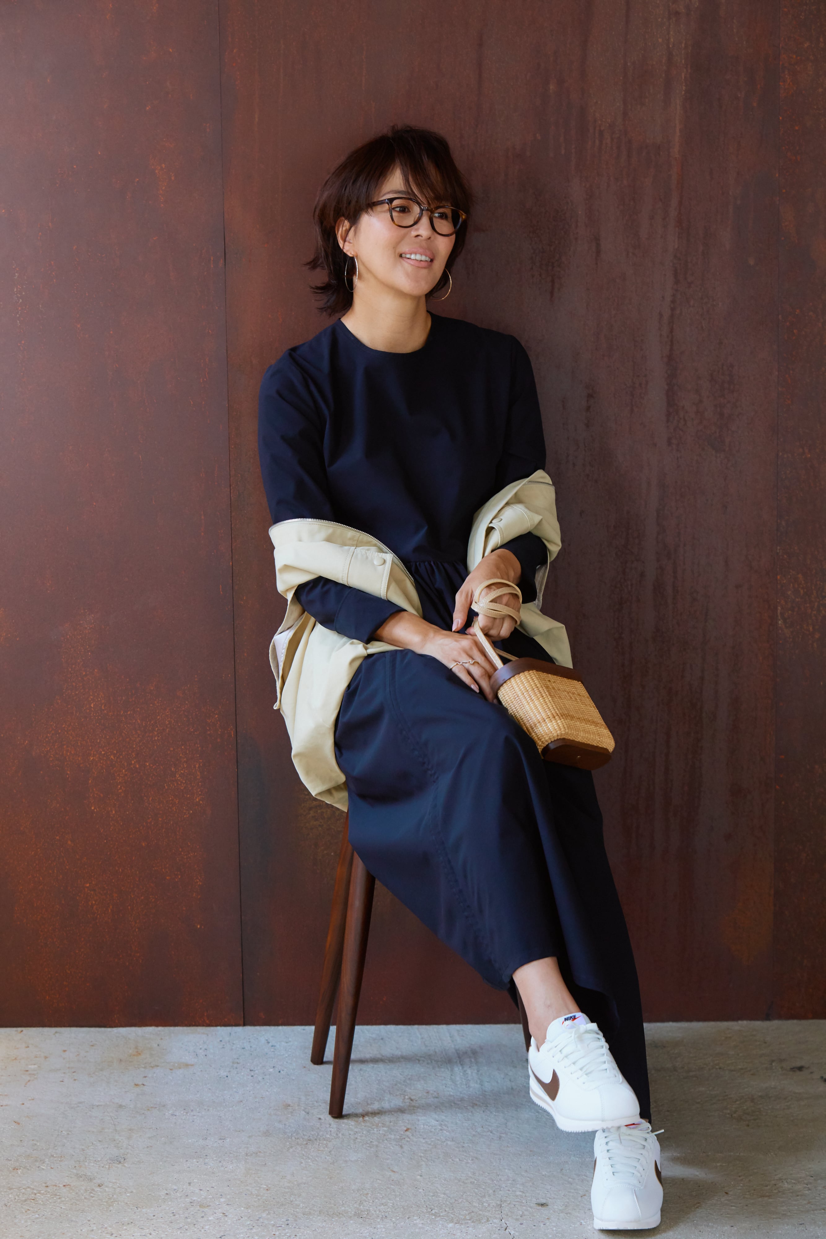 THE 9 SHOP エブリデイドレス　ネイビー long S EVERYDAY DRESS long sleeve ネイビー | THE9SHOP