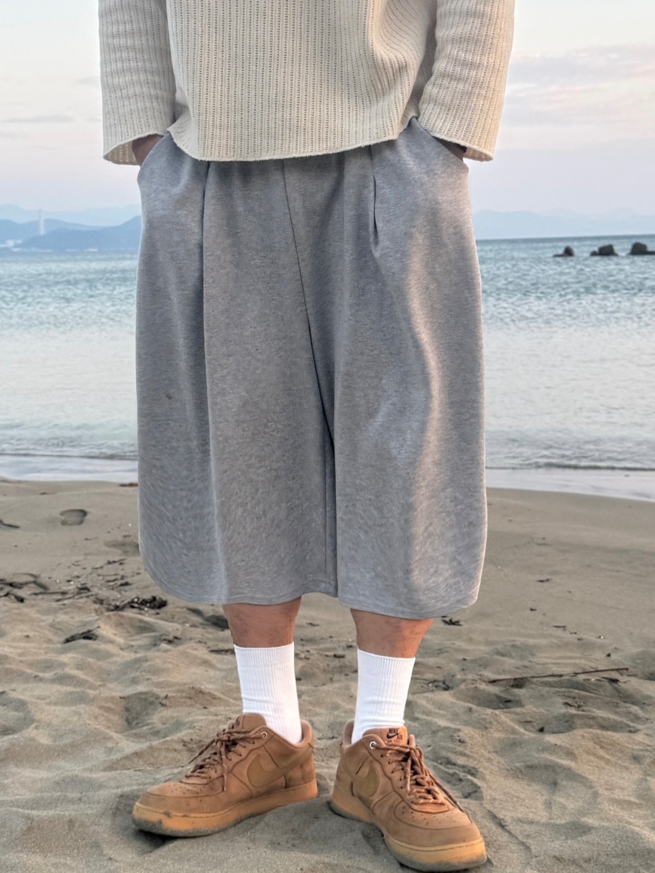 Cozy One Tuck Wide Bermuda Long Pants (2color) - 4
