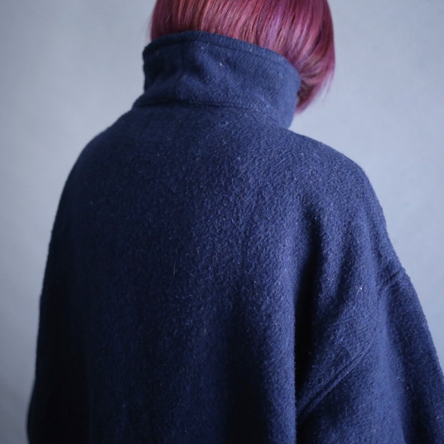"狼" embroidery patch XXL over size high-neck pullover