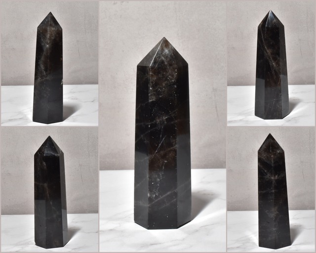 モリオン（黒水晶） 六角柱 ポイント １個売り  インテリア チベット産　MRN01