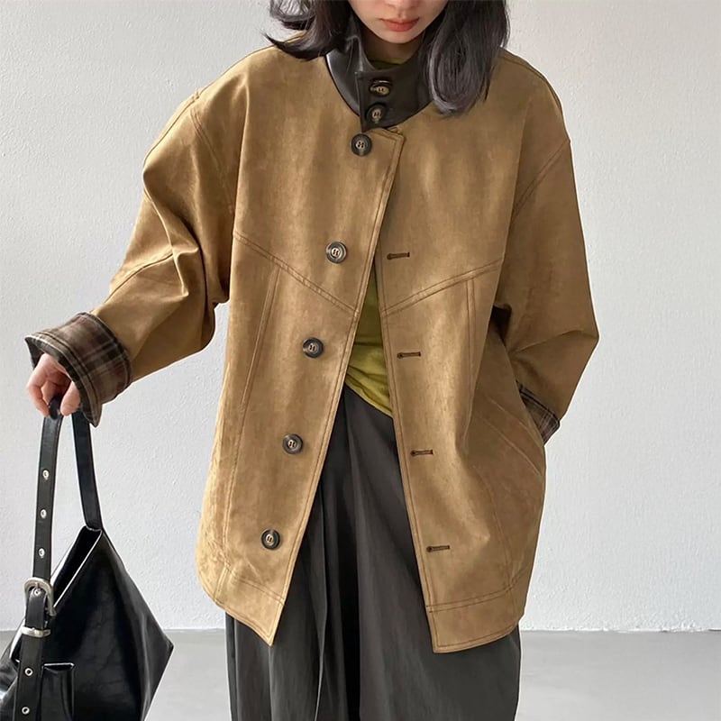 スタンドカラースエードジャケット 233100