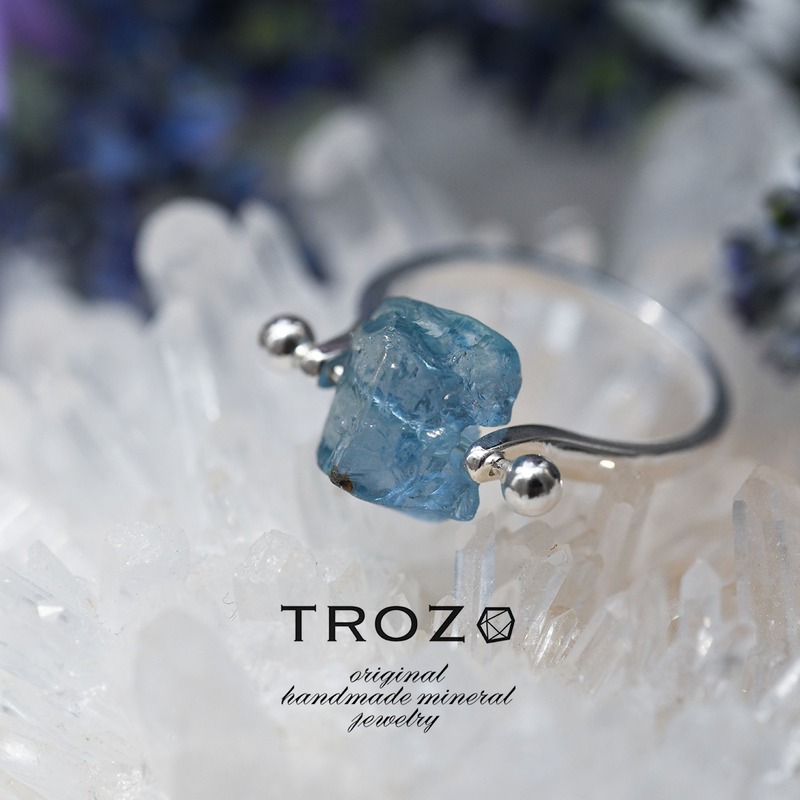 アクアマリン 【011 Mistic Bloom Collection】 アクアマリン 鉱物原石 シルバー925 リング 指輪 天然石 アクセサリー (No.3624)