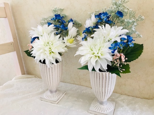 お仏壇用造花 ダリアとデルフィニウム 花贈り人