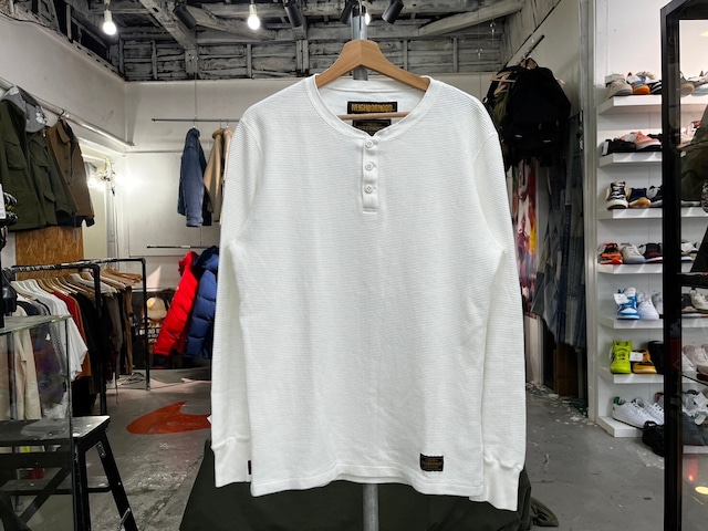 NEIGHBORHOOD B-WAFFLE C-HENLEY LS WHITE MEDIUM 181TPNH-CSM02 18465