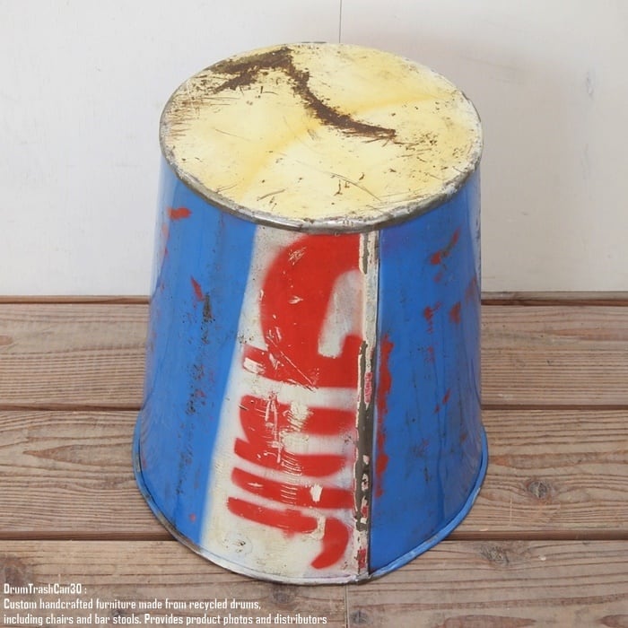 ドラム缶をリメイクした ゴミ箱 30cm D スチール製 ダストボックス